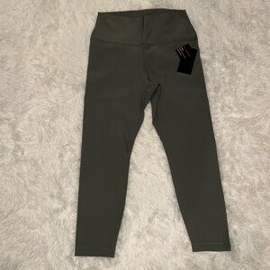 Reflex Olive Green High-Waisted Ribbed Leggings - XXL